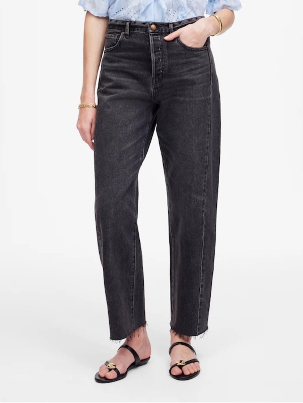Madewell Pieced Barrel Leg Jeans in Black